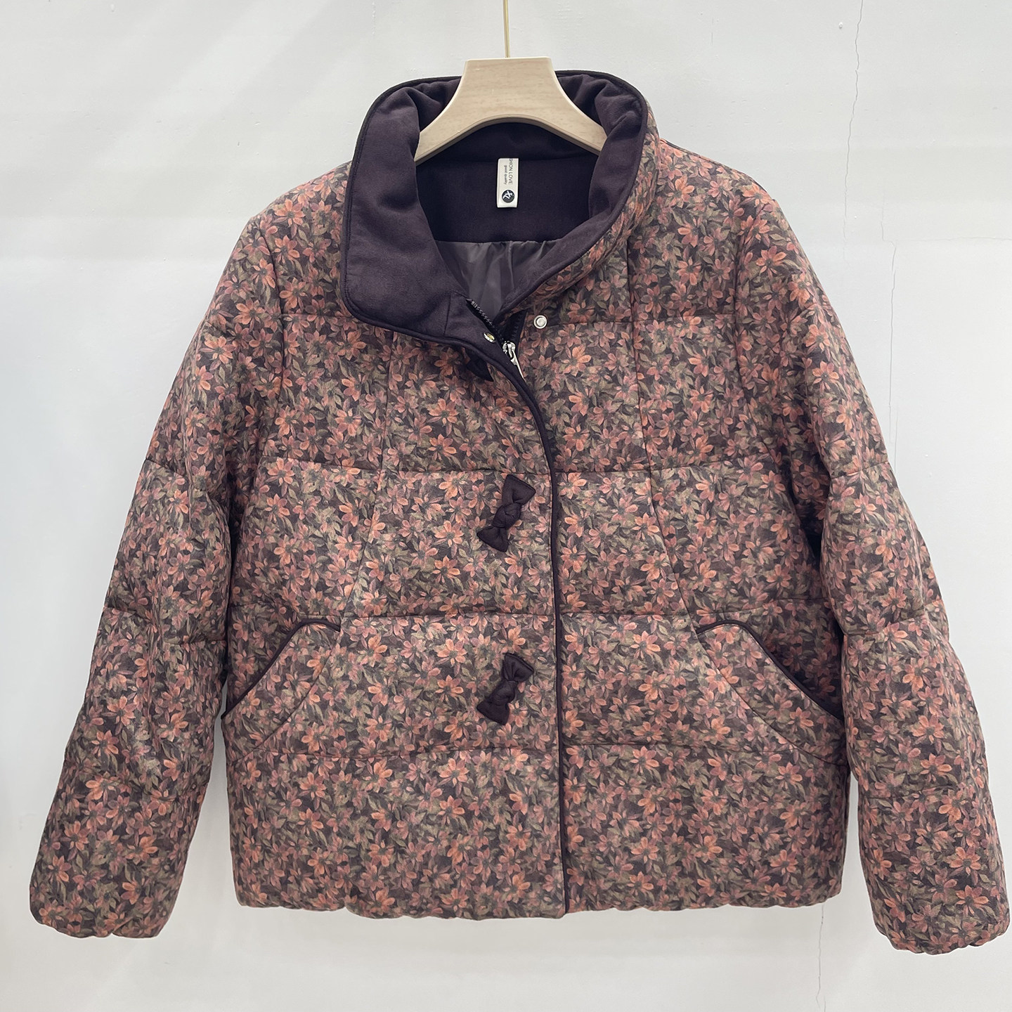 中老年立领盘扣保暖碎花棉服