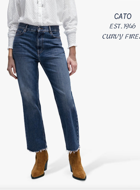 1111五折外贸美单薄款春夏蓝直筒毛边八分超大码高腰显瘦牛仔裤女