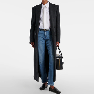 直筒牛仔裤 蓝色弹力拼接立体剪裁修身 大码 美单高货外贸加长款