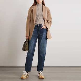 分长短 复古蓝老爹barrel萝卜牛仔裤 鹰纯元 宽松大高腰直筒情侣款