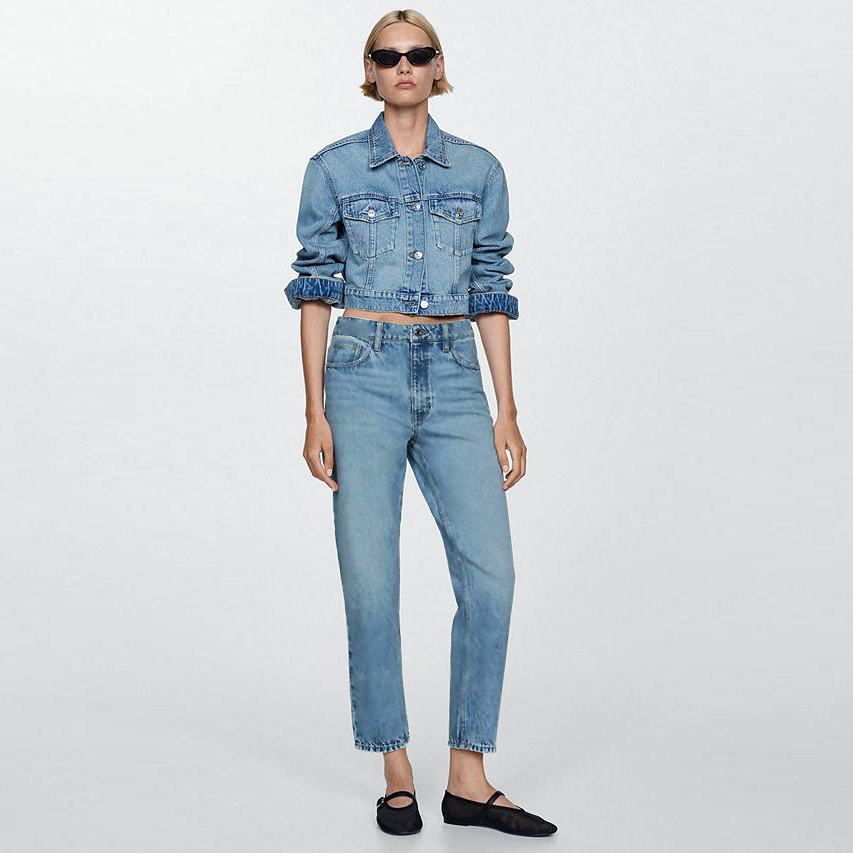 ny家蓝色萝卜裤牛仔裤