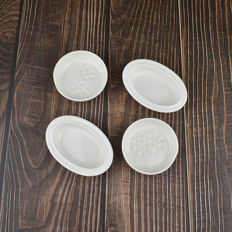 【微瑕】4个9.9元陶瓷调味碟番茄酱碟家用小号梅花味碟芥末白碟子