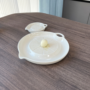 出口外贸陶瓷多功能手动生姜研磨器蒜泥盘子研磨工具姜汁辅食神器