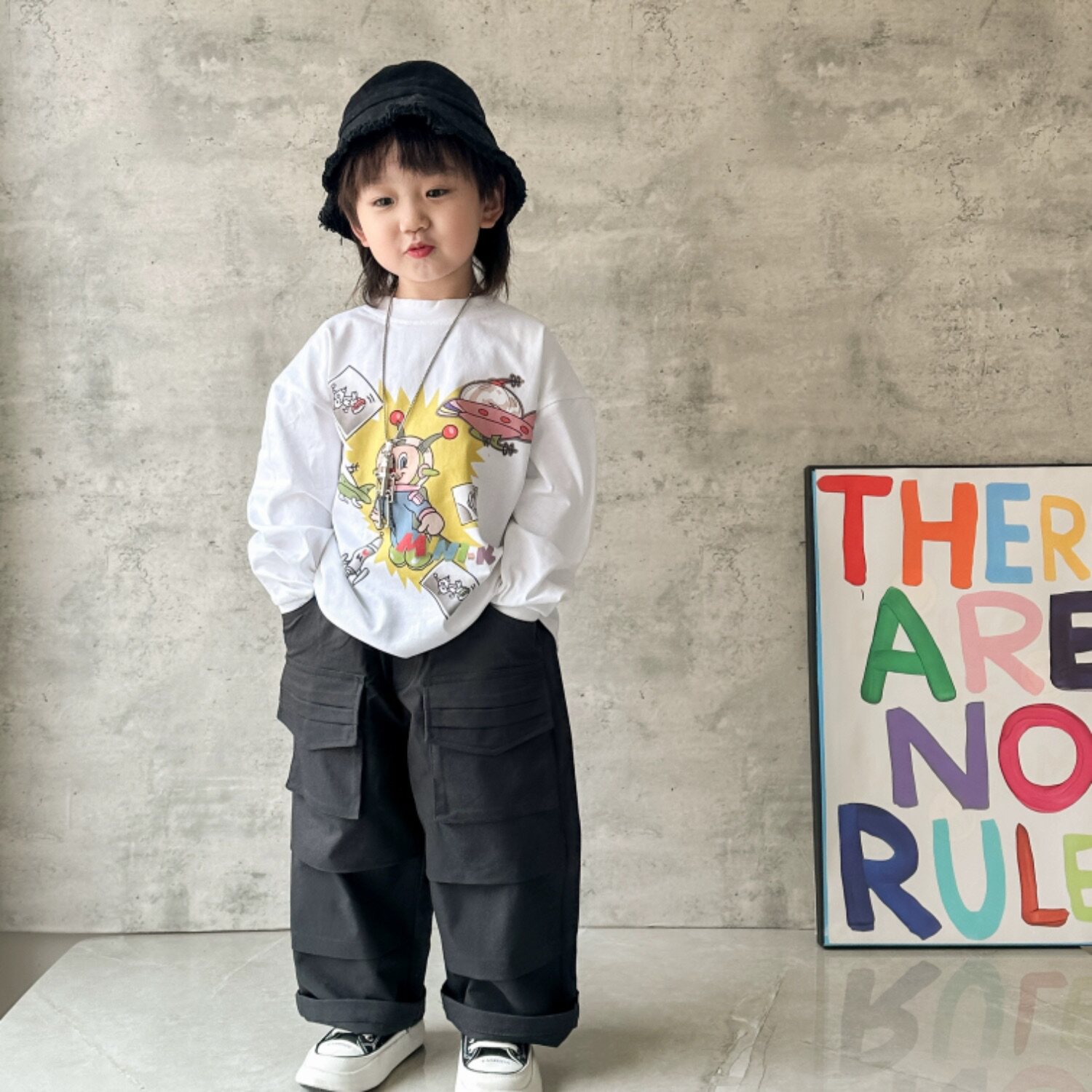 小南瓜kids童装 2024秋款上新飞船T恤上衣口袋打褶休闲长裤男童