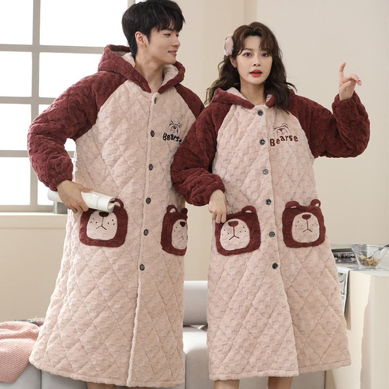 秋冬睡衣女加厚珊瑚绒三层夹棉长款男生保暖学生卡通可爱睡袍浴袍,女士内衣/男士内衣/家居服,睡袍/浴袍,淘宝优惠券,粉丝福利购,淘宝优惠卷