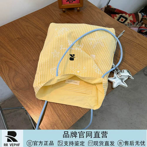 条纹帆布包休闲设计感通勤单肩包
