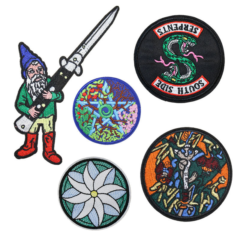 个性刺绣徽章布贴衣服标圆形补丁贴胸章羽绒服牛仔裤装饰破洞贴布