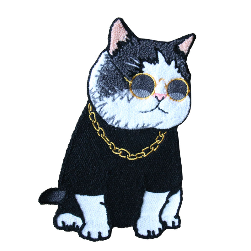 大号社会猫毛巾绣花布贴补丁衣服破洞补贴毛衣时尚刺绣装饰补丁贴