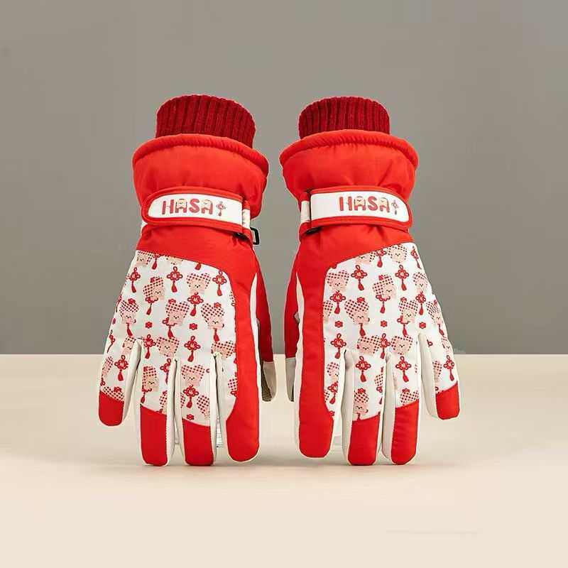 滑雪儿童手套冬季保暖加绒加厚可爱小恐龙7-12岁男女防寒户外防水