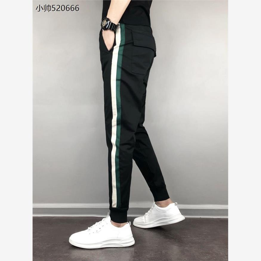 2025潮牌休闲裤子男款修身百搭九分运动裤春夏季弹力哈伦小脚工装