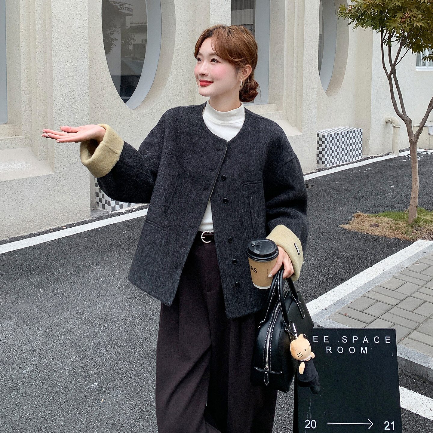 新品首发 现货 70毛 撞色双面呢大衣2C139-811-P240-K348