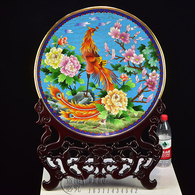 北京珐琅景泰蓝花盘20寸立凤盘