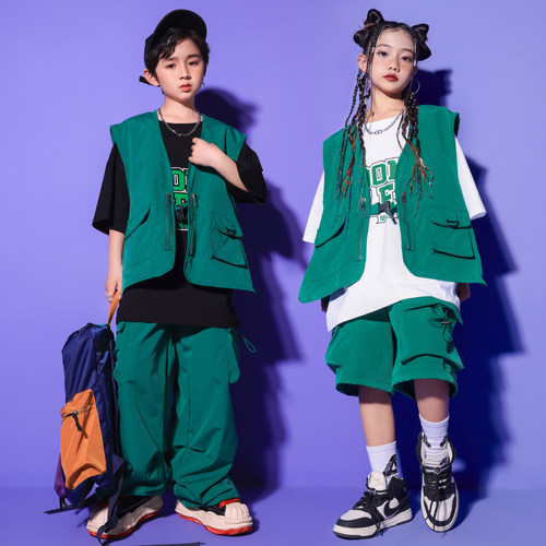 少儿街舞汇演比赛服儿童嘻哈表演服工装风男女童HIPPOP演出服套装