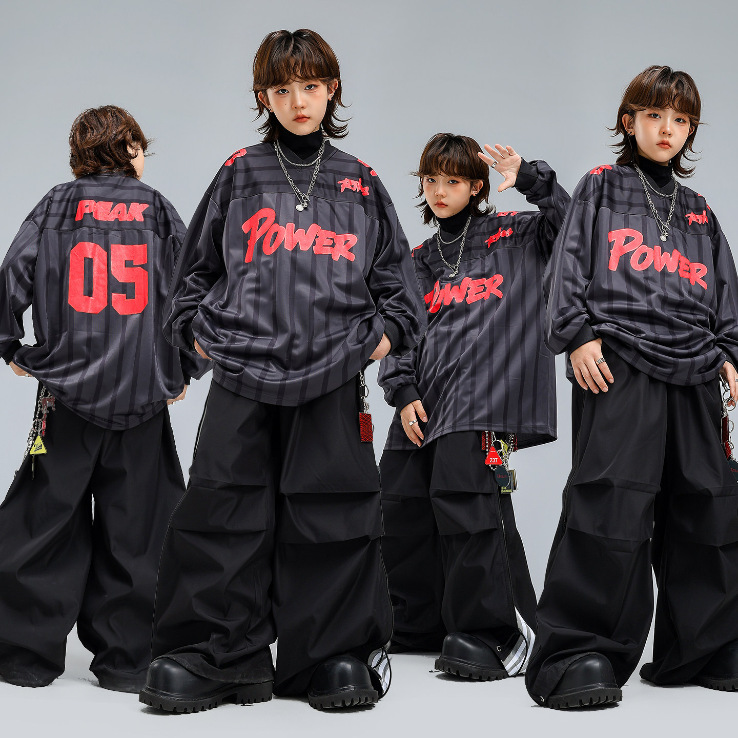 炸街儿童嘻哈秋季速干练功服少儿HIPHOP男女童爵士舞表演服套装