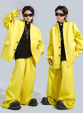 HIPHOP少儿街舞黄色西装演出服