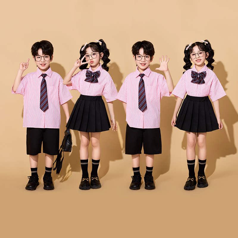 学院风粉色幼儿园班服合唱服套装