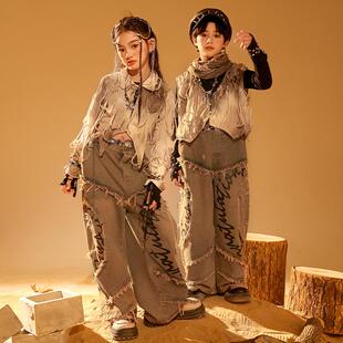 街舞儿童潮服套装男女童hiphop架子鼓元旦废土风演出服T台走秀服