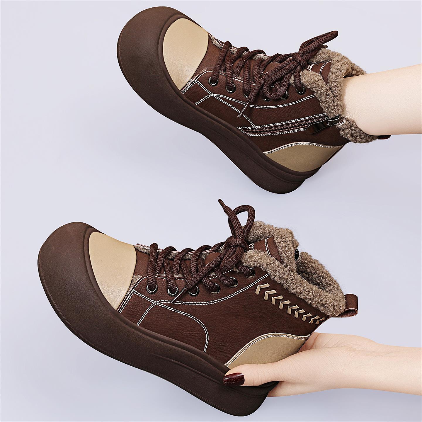 2025新款真皮高帮加绒短