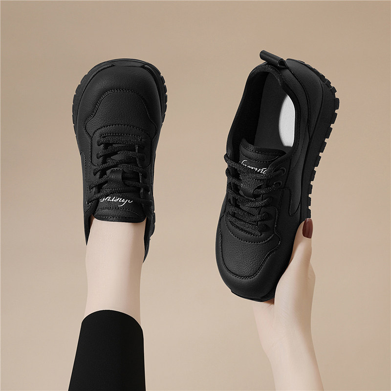 全黑色跑步鞋女2025春秋新款中老年妈妈软底舒适不累脚休闲运动鞋