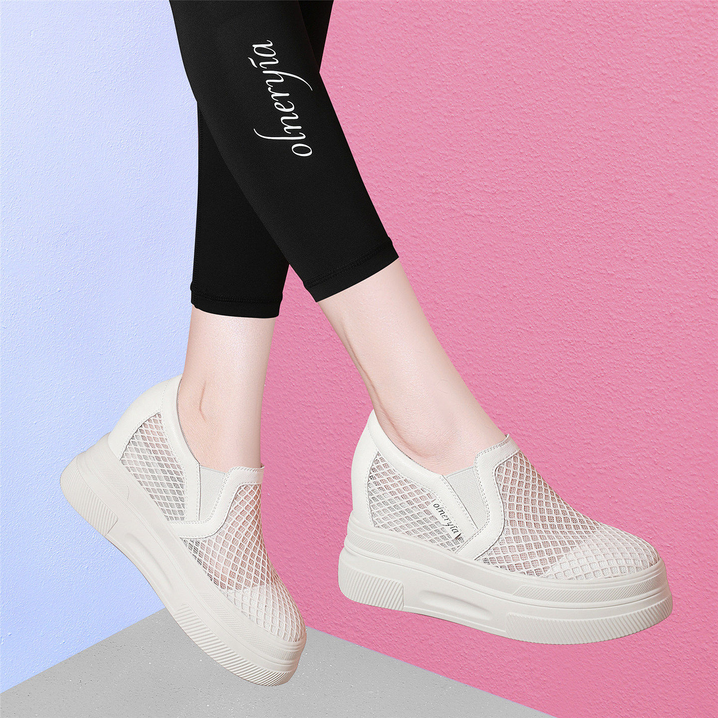 小个子夏季镂空乐福鞋女2026新款厚底内增高9cm休闲松糕单鞋百搭