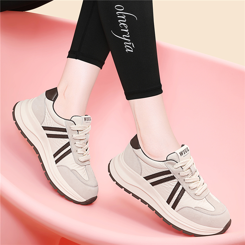 真皮厚底德训鞋女2025秋