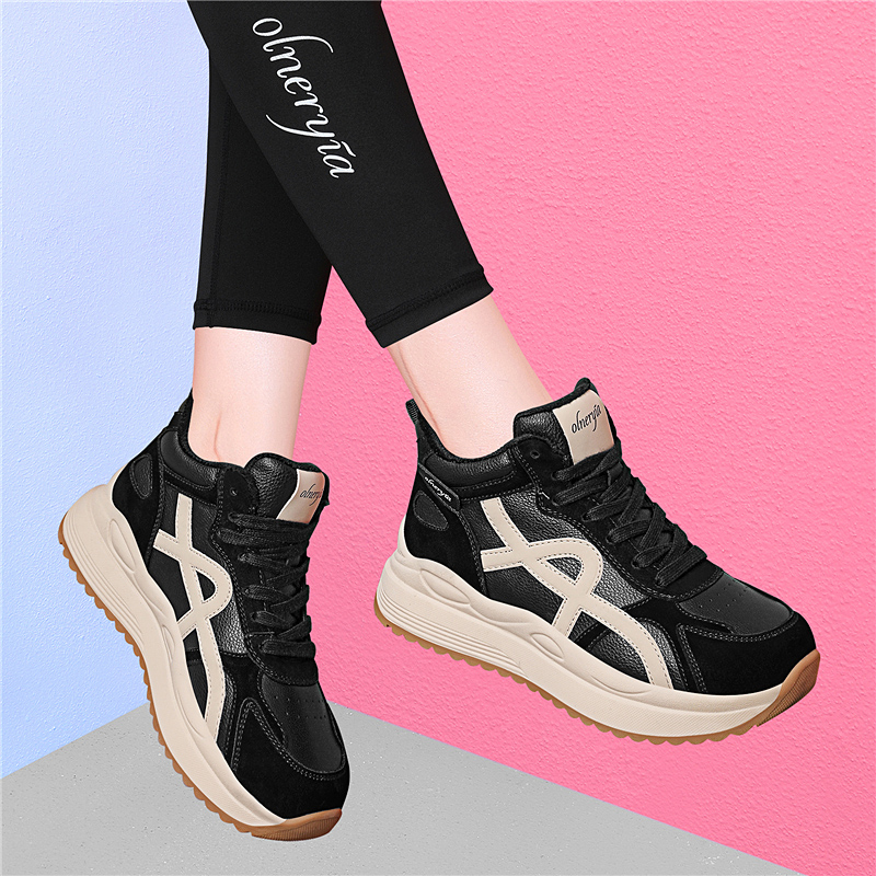 厚底真皮高帮鞋女2025冬