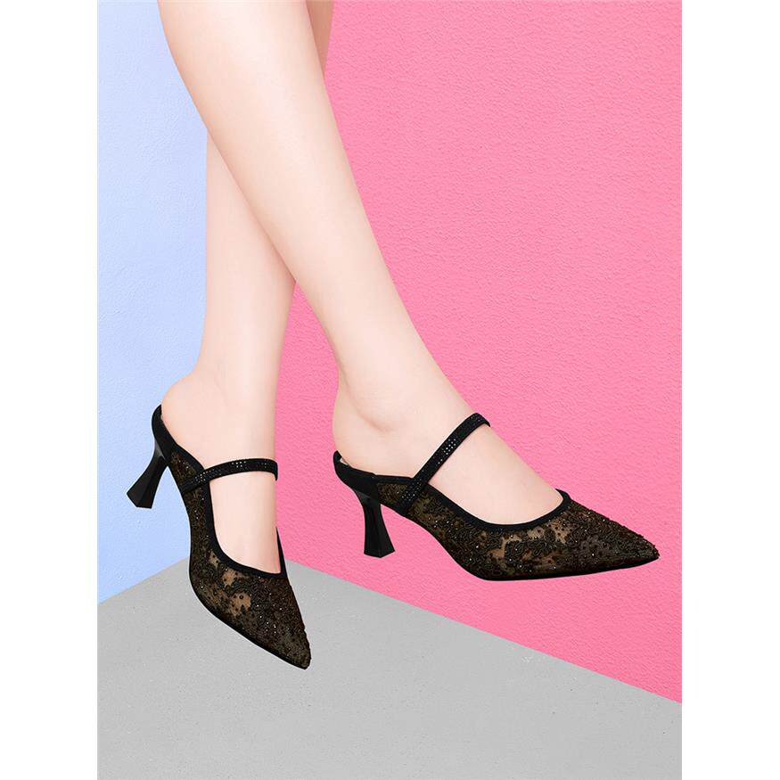 凉拖女外穿2026年夏季新款法式时尚尖头高跟女鞋高级感包头半拖鞋