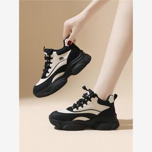 老爹鞋春秋季2025新款厚底增高小个子休闲运动鞋软底轻便加绒女鞋