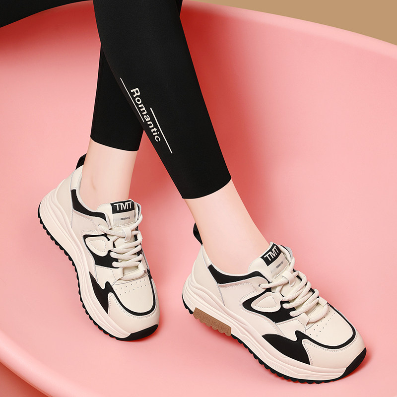 品牌老爹鞋女款2025新款春季官方旗舰店真皮旅游鞋爆款休闲运动鞋