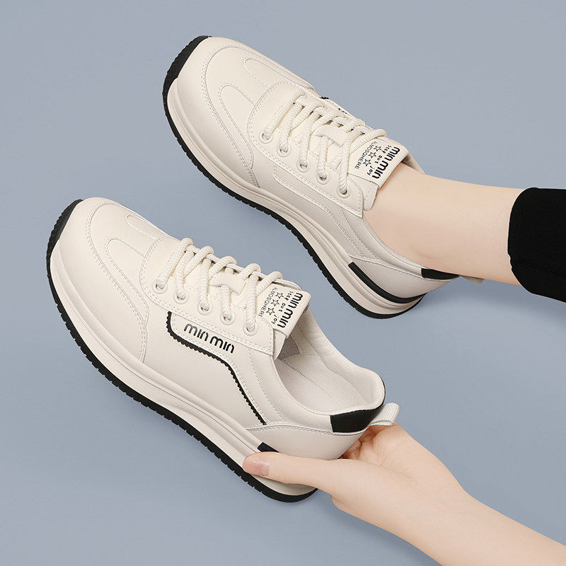 真皮运动鞋女款春秋季2025年新款夏款百搭轻便软底休闲平底小白鞋