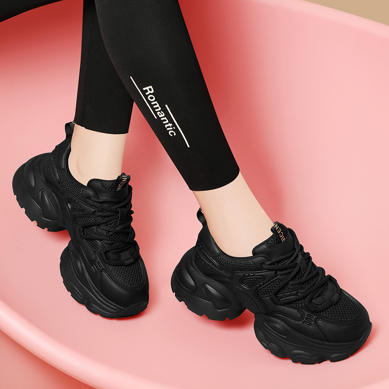 黑色老爹鞋女2025新款春