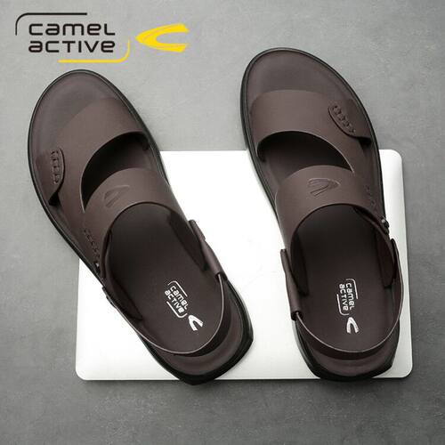 德国骆驼动感夏季凉鞋男2026新款真皮沙滩鞋男外穿两用牛皮凉拖鞋