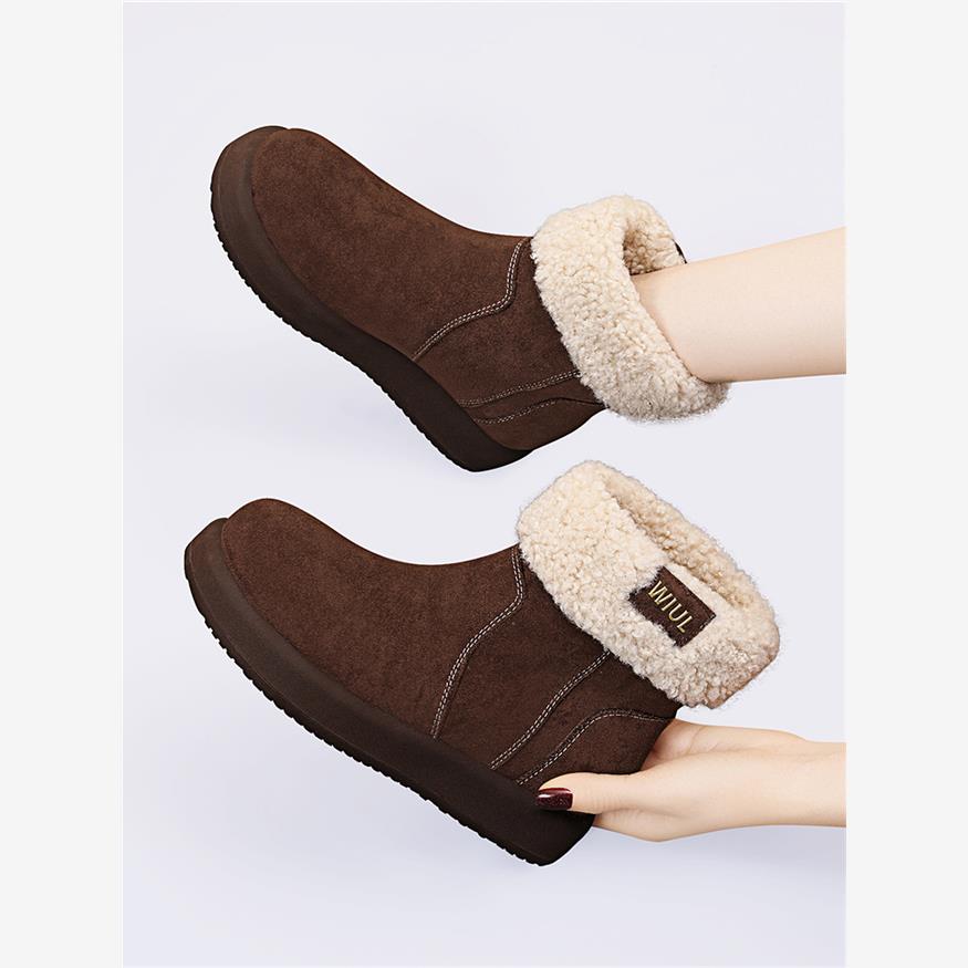 复古两穿厚底毛毛雪地靴