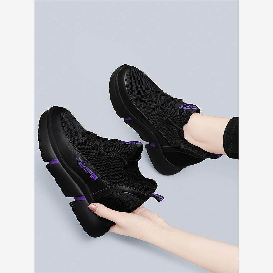 老爹内增高运动女鞋2025年秋冬新款百搭休闲时尚增高8cm黑色厚底