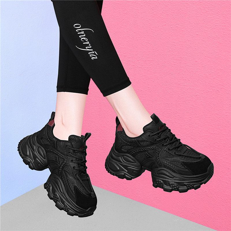 真皮厚底老爹鞋女2025秋