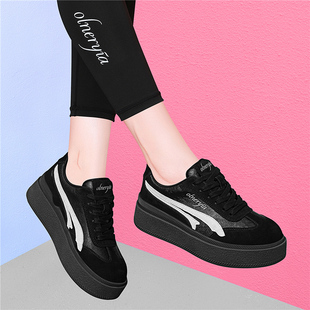 板鞋2025春老爹鞋松糕小白鞋隐形内增高女鞋5cm厚底小个子矮子乐
