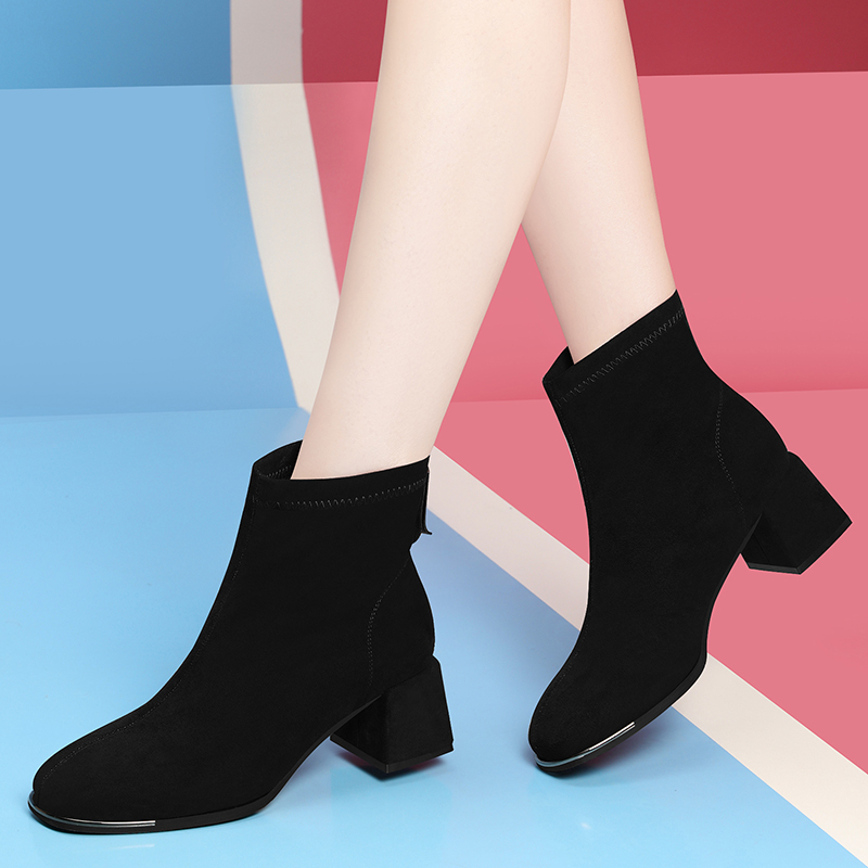 时尚短靴加绒保暖女秋冬2