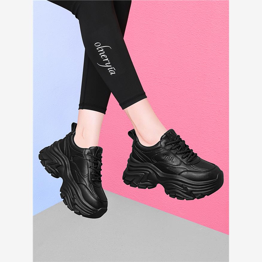 真皮厚底老爹鞋女2025新