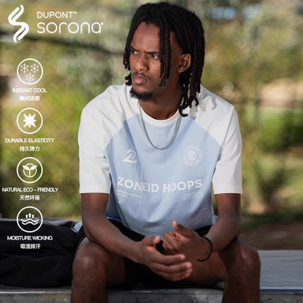 ZONEID 新款运动短袖男T桖春夏高克重圆领训练投篮服美式半袖