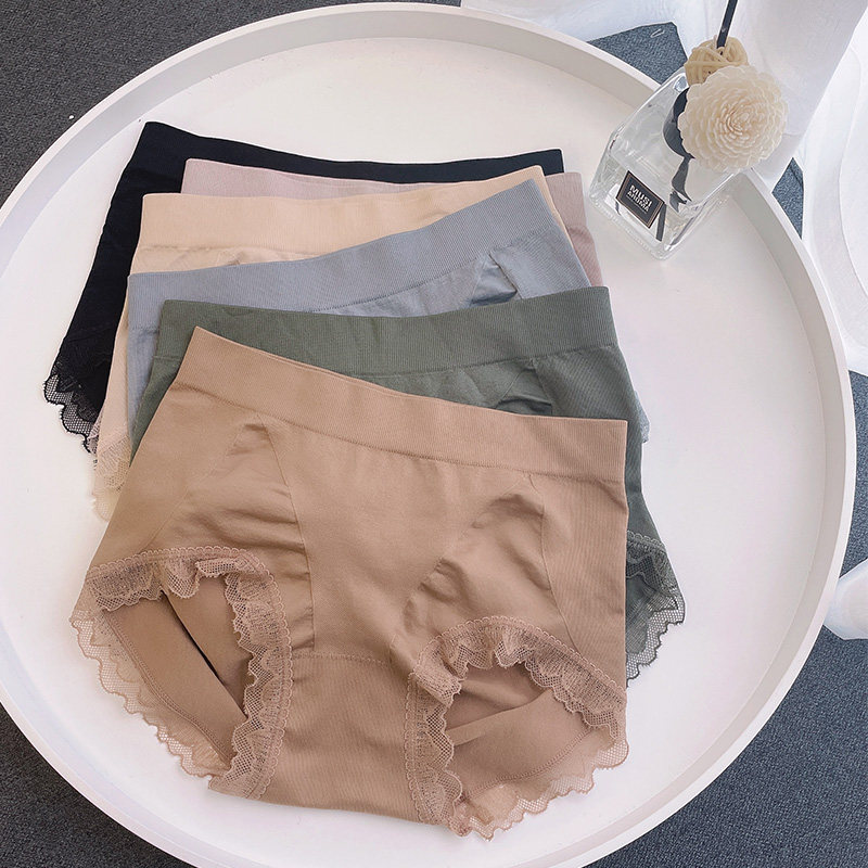 小蛮腰无痕内裤女蕾丝边舒适透气微压收腹提臀抗菌女平角短裤头女