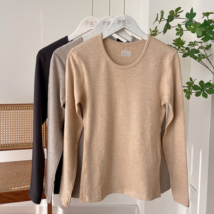 秋冬厚德绒蚕丝保暖内衣男女情侣套装圆领磨绒发热打底衫秋衣秋裤