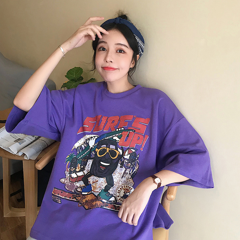 古着感少女超火cec短袖t恤女韩版潮宽松港味ins慵懒风丧系上衣服券后25.90元