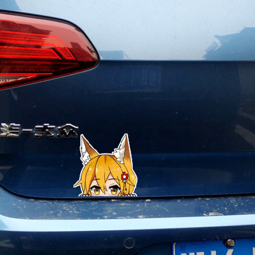 汉魂贴纸适用Fox Waifu窥视动漫汽车贴纸仙狐小姐车玻璃贴画5809