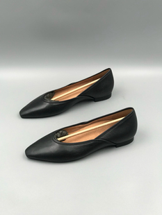 春季新款 时尚百搭休闲小皮鞋 足弓支撑 轻便舒适黑色单鞋女鞋 v