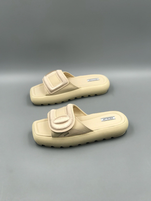 超舒服 孤品38 夏季新款厚底一字拖鞋 魔术贴休闲凉拖鞋 c