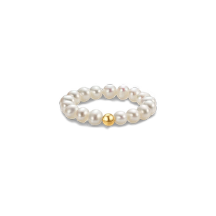 珍世缘(珠宝)18k金戒指女强光淡水Minibaby珍珠简约款送女友