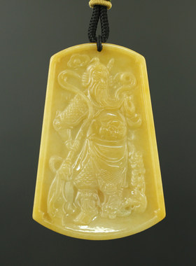 翡翠 精雕关公挂牌  玉器手把件 收藏品  附带鉴定证书  包邮