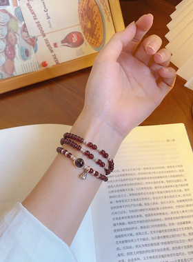原创天然石榴石手链女草