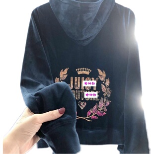 欧美高端天鹅绒套装女运动服亮片2件套休闲服瑜伽服修身