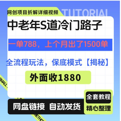 中老年S道冷门路子一单788全流程玩法【揭秘】